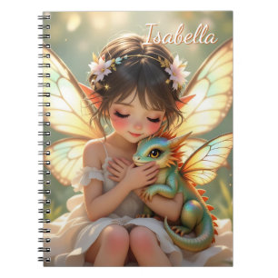 Caderno Espiral Fada e Dragão Chibi Anime Conto de Fadas
