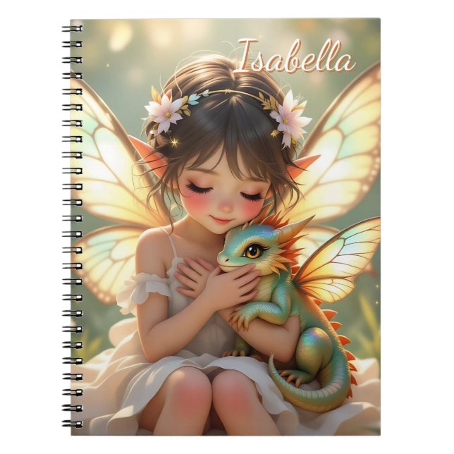 Caderno Espiral Fada e Dragão | Chibi Anime Conto de Fadas (Frente)