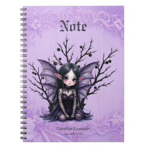 Caderno Espiral Fada Escura Bonita com Asas Bat.