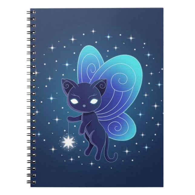 Caderno Espiral Fada Estrela Noturna Pixie Gato (Frente)