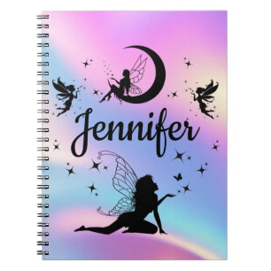 Caderno Espiral fada holográfica personalizada do chic elegante