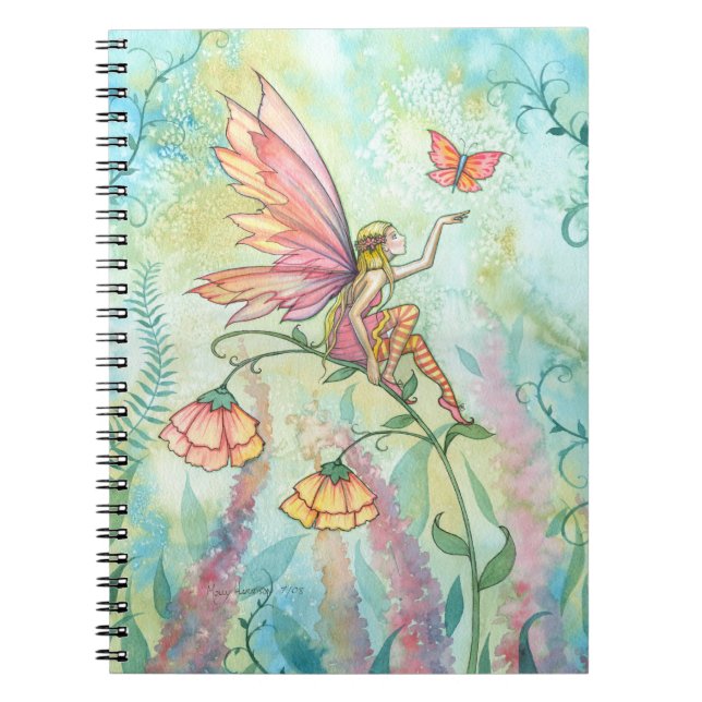 Caderno Espiral Fada Livre e Arte Borboleta de Molly Harrison (Frente)