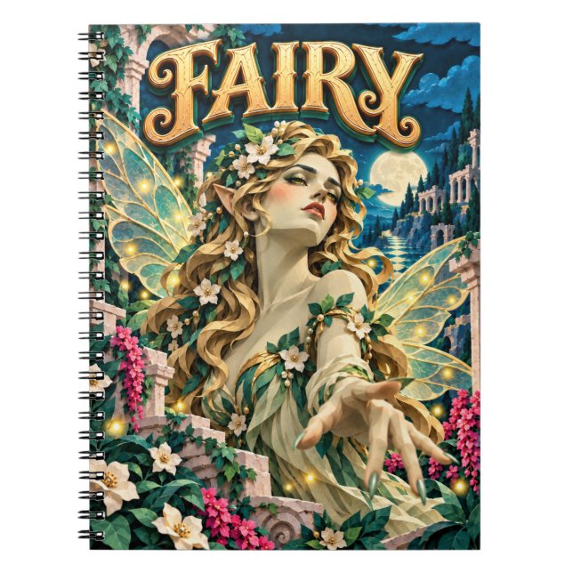 Caderno Espiral Fada, Monstro de Recorte de Papel (Frente)