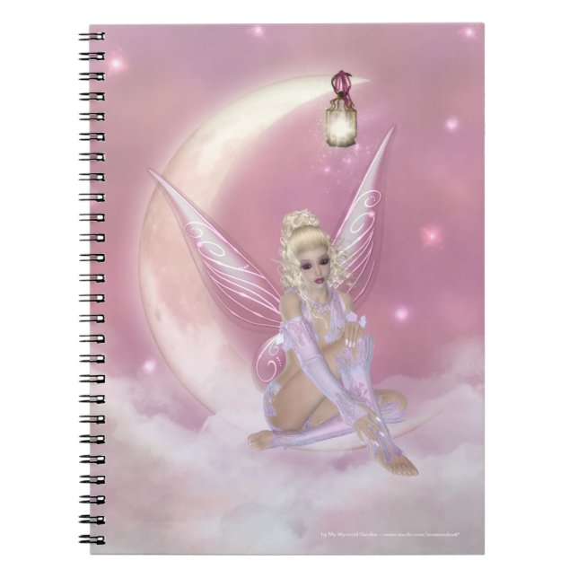 Caderno Espiral Fada no notebook da lua (Frente)