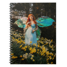 Fada Whimsical em um Campo Daffodil - Notebook