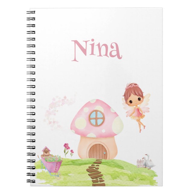 Caderno Espiral Fairyland & Mushroom Garden Encantado Personalizad (Frente)