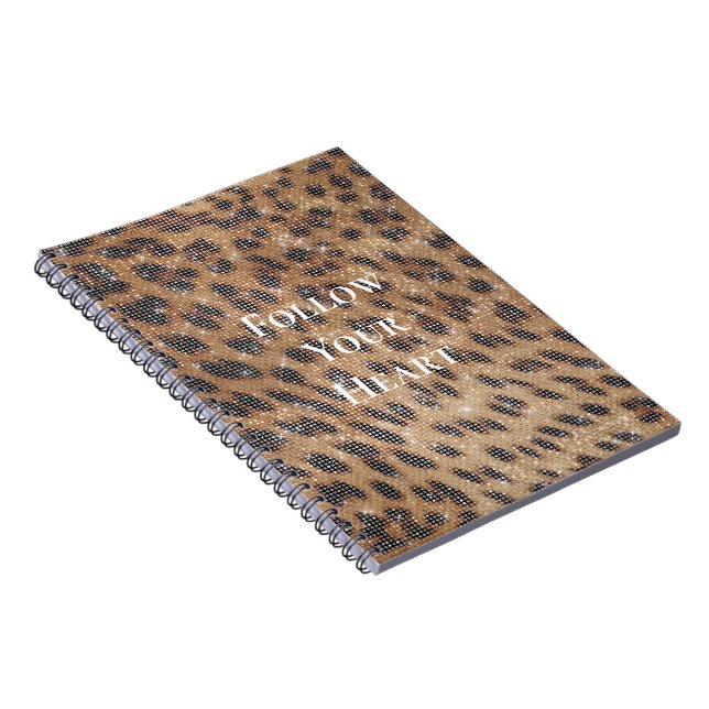 Caderno Espiral Faísca de Impressão de Animais Castanhos Leopardo (Lado Direito)