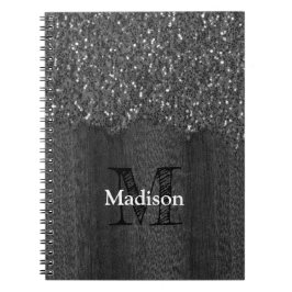 Caderno Espiral Faíscas brancas pretas faíscas madeiras rústicas M