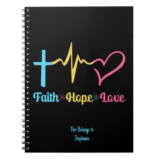 Caderno Espiral Faith Hope Love Hearts (Frente)
