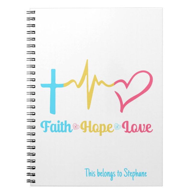 Caderno Espiral Faith Hope Love Hearts (Frente)