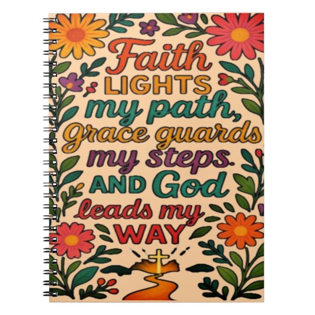 Caderno Espiral Faith Lights My Path Christian Art - Inspirational (Frente)