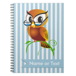 Caderno Espiral Faixa Azul de Wise Owl Personalizada