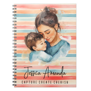 Caderno Espiral Faixa Colorida Personalizada de Aquarela Brilhante