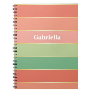 Caderno Espiral Faixa de Cor de Verão Personalizada Laranja Verde