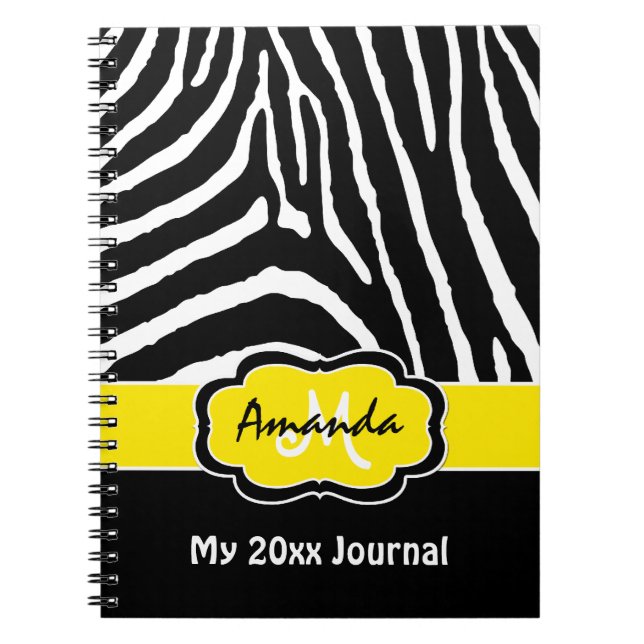 Caderno Espiral Faixa de Zebra Branca Preta Personalizada (Frente)