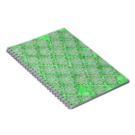 Caderno Espiral Fakes Folhagens verdes, falso azulejo, quadradas.