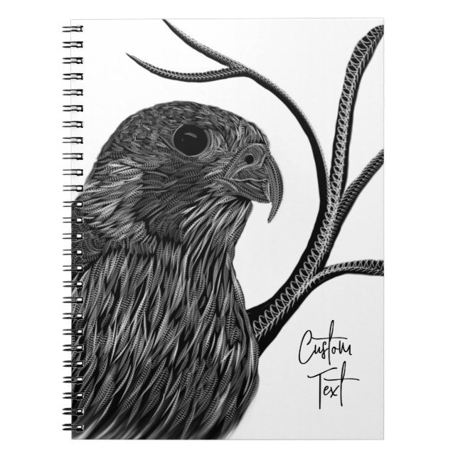 Caderno Espiral Falcão Peregrino em Ramais de Árvore com Escrita M (Frente)