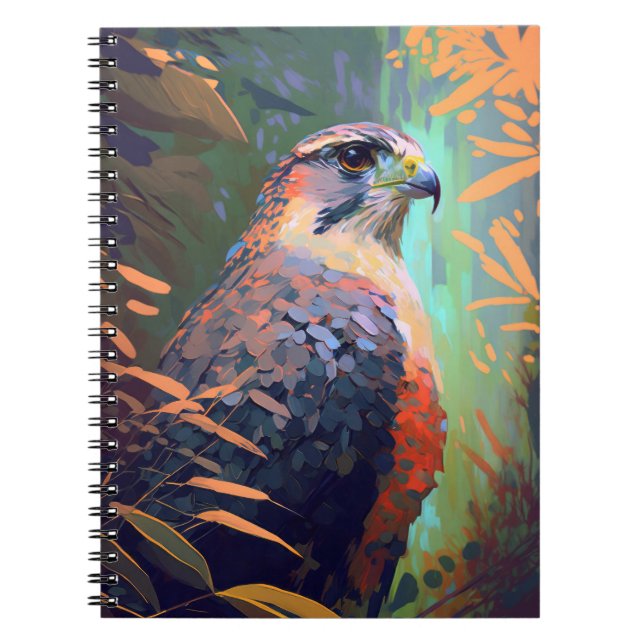 Caderno Espiral Falcon Bird Retrato Animal Pintura de Vida Selvage (Frente)