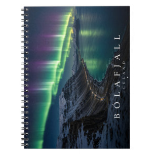 Caderno Espiral Falésias de Bolafjall sob as Luzes do Norte