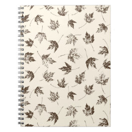 Caderno Espiral Fall Maple Folhas no creme - padrão sem falhas.