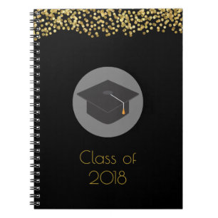 Caderno Espiral Falso classe Dourado dos confetes & do boné de