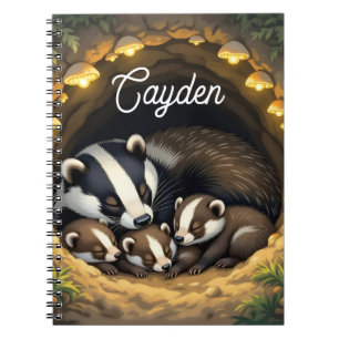 Caderno Espiral Família de Badger Cute Personalizada