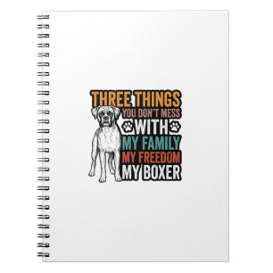 Caderno Espiral Família de Cachorro Boxer Desenho de Camisa Vintag