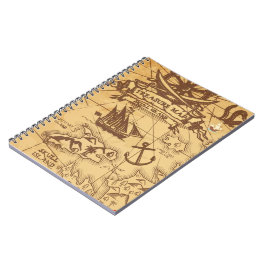 Caderno Espiral Família de pontos de terra do mapa Pirate Personal