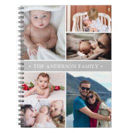 Caderno Espiral Família Personalizada de Colagem de Fotos