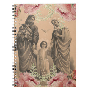 Caderno Espiral Família Sagrada Jesus Maria Rua Joseph Vintage