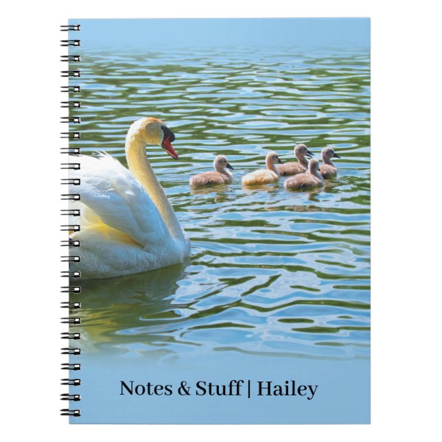 Caderno Espiral Família Swan no notebook personalizado Lake Blue (Frente)