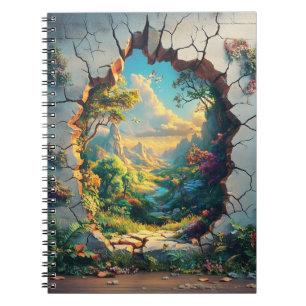 Caderno Espiral Fantasia através de um Design de Muro rachado