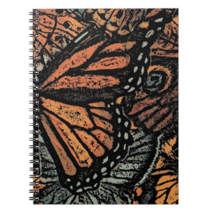 Caderno Espiral Fantasia da borboleta laranja abstrato