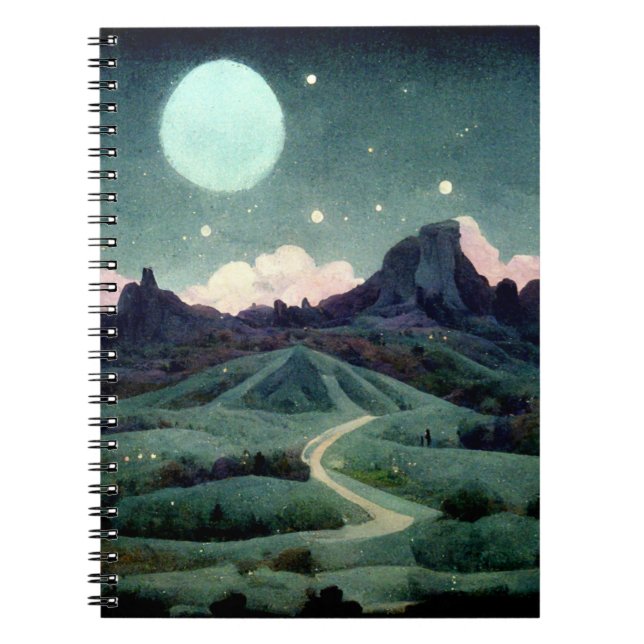 Caderno Espiral Fantasia de Paisagem Lua (Frente)
