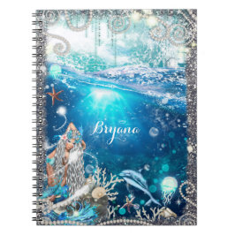 Caderno Espiral Fantasia de Sereia Loira Praia Encantada Fantasia