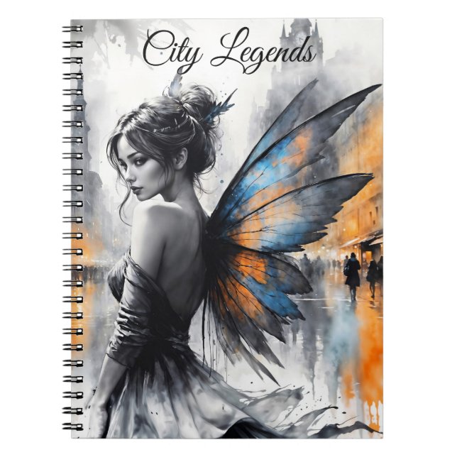 Caderno Espiral Fantasia fada urbana elegante luz de sonho (Frente)