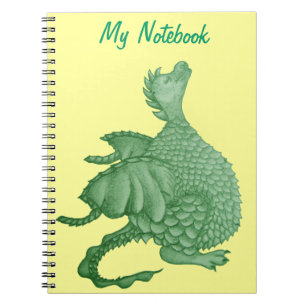 Caderno Espiral fantasia mítica criatura doce dragão verde