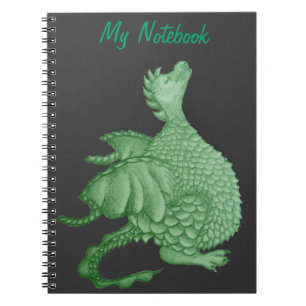 Caderno Espiral fantasia mítica, criatura verde, dragão