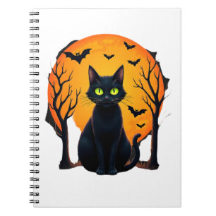 Caderno Espiral Fantasias de Natal de Gato Assustador Vintage Gato