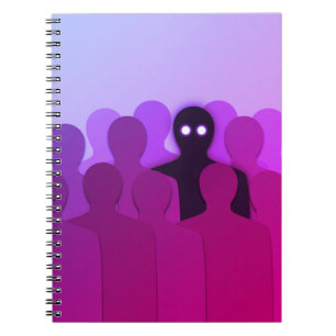 Caderno Espiral Fantasma assustador da multidão nas pessoas da