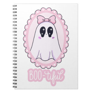 Caderno Espiral Fantasma Assustador Rosa Fofa BOO-tiful Kawaii