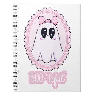 Caderno Espiral Fantasma Assustador Rosa Fofa BOO-tiful Kawaii