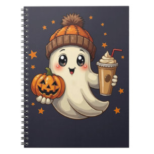 Caderno Espiral Fantasma Bonita com Notebook Espiral Pumpkin e Caf