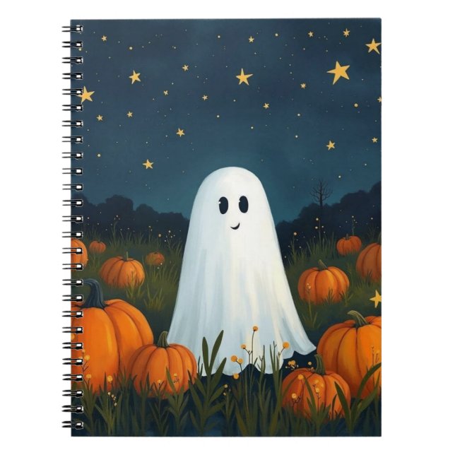 Caderno Espiral Fantasma Branco Bonito com Bombeiros (Frente)