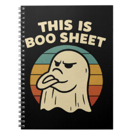 Caderno Espiral Fantasma Engraçado "Isto É Folha De Boo" Retro Hal