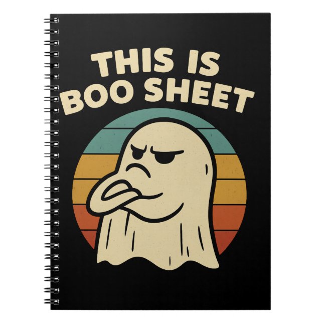 Caderno Espiral Fantasma Engraçado "Isto É Folha De Boo" Retro Hal (Frente)