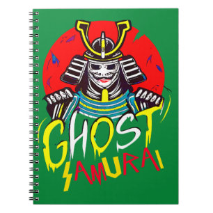 Caderno Espiral Fantasma Japonês Samurai Arte Marcial em Estilo Re
