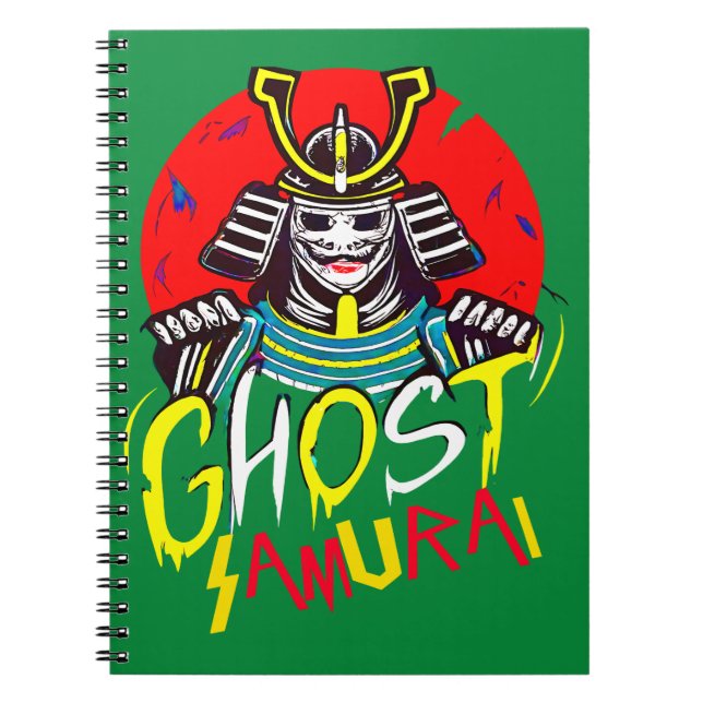 Caderno Espiral Fantasma Japonês Samurai Arte Marcial em Estilo Re (Frente)