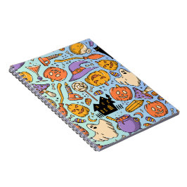 Caderno Espiral Fantasmas, Abóboras, Gatos & Design Assustador Sem