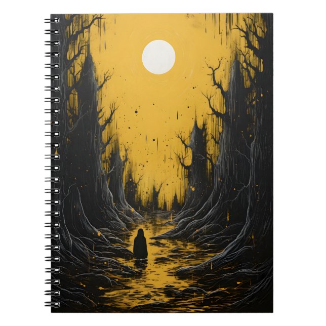 Caderno Espiral Fantasmas De Halloween Na Floresta, Fantasma Assus (Frente)